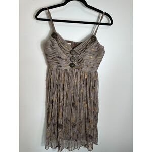 Stunning Muse by Boston Proper Boho Gold Sparkly Mini Dress Size 4